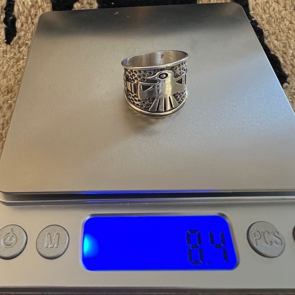 ❤️ Cigar Band Sterling Navajo Southwestern Thunderbird Ring Unisex Sz 10.75 8.4G - Picture 11 of 16